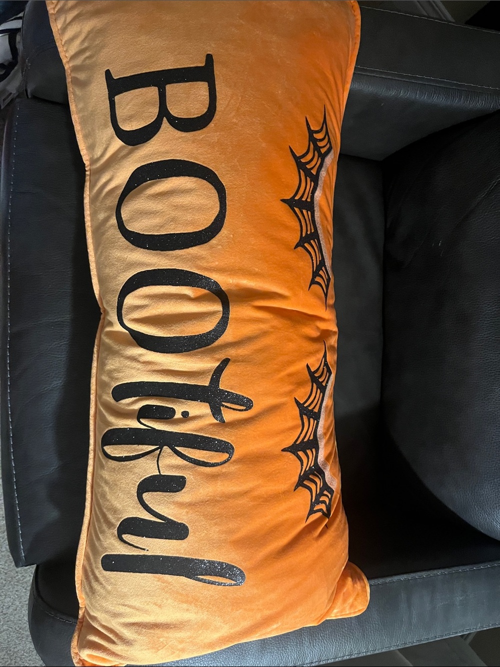 Thro by Marlo Lorenz Bootiful Orange Halloween Pillow 30 x 14  NWOT